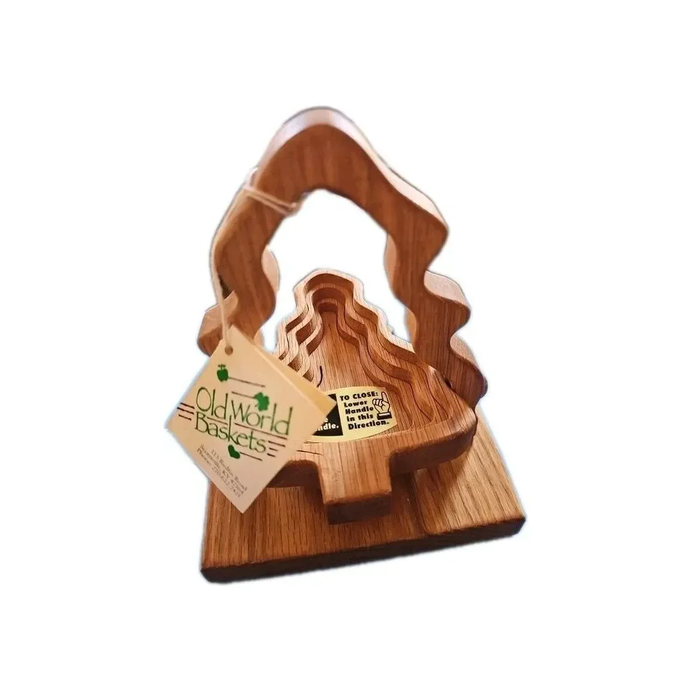 Old World Baskets Wooden Collapsible Trivet Bowl Tree Small NWT
